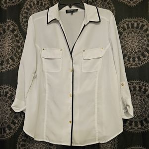 White and Black Trimmed Long Sleeve